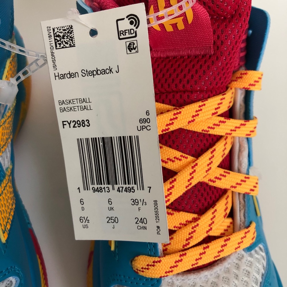 Adidas Harden Stepback J FY2983 Cyan Solar Sz 6.5 - Picture 9 of 9